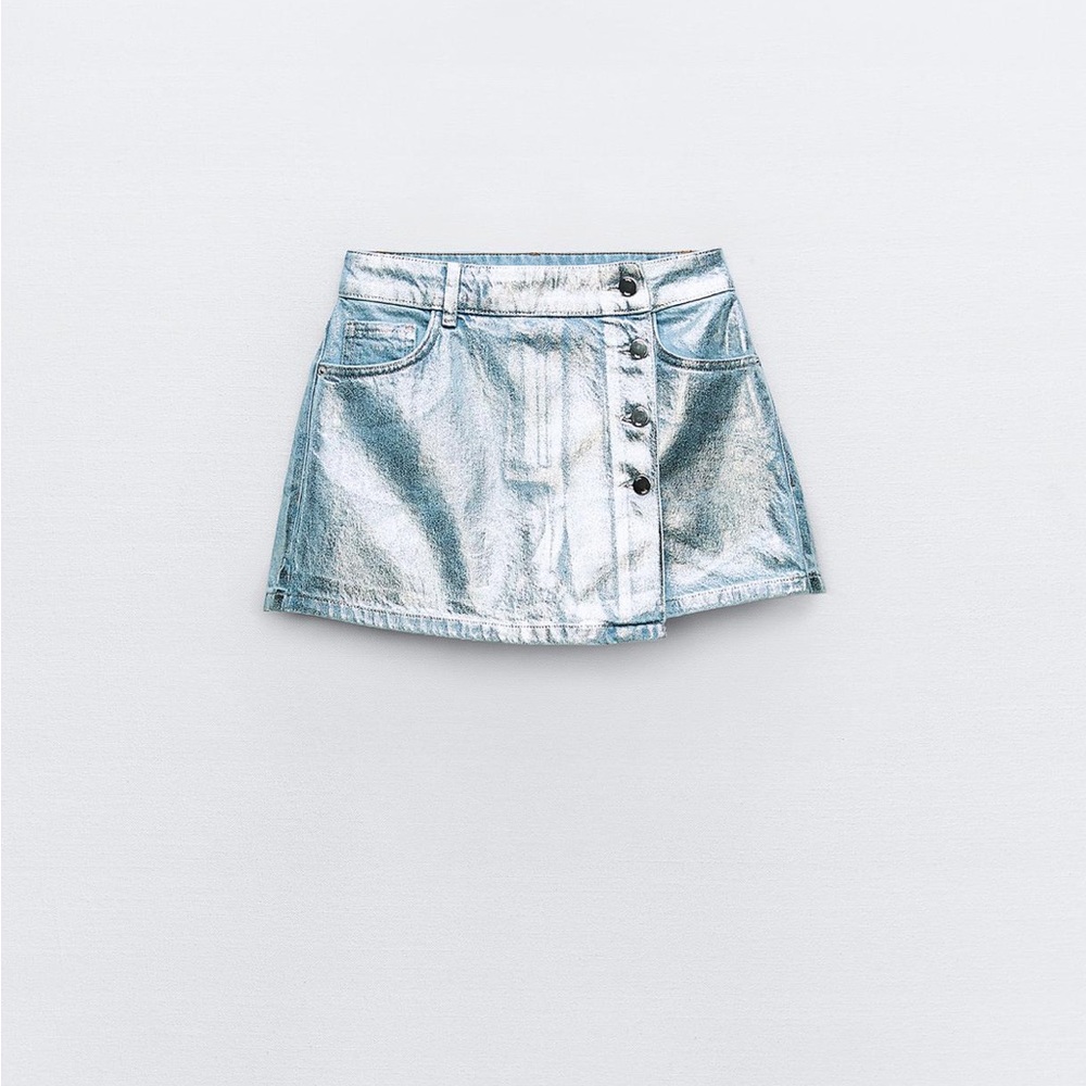 Zara Denim Metallic Skort - Size Small - NWT and Never Worn